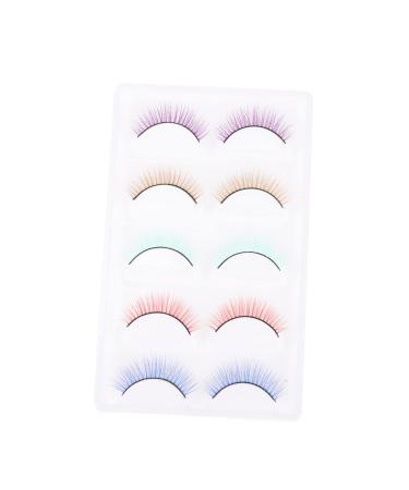 POPETPOP 5 Pairs Colored False Eyelashes Makeup Eyelashes Synthetic Fiber Eyelash Cross Eyelashes Fluffy Eyelashes False Eye Lashes European and Artificial Fiber Makeup Tools
