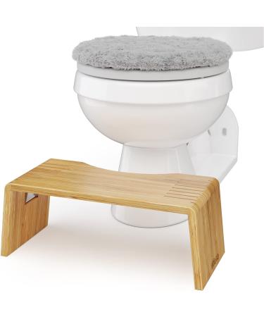 Squatty Potty Oslo Folding Bamboo Toilet Stool - 7 Collapsible Bathroom Stool for Kids and Adults, Brown - Buy Online on GoSupps.com