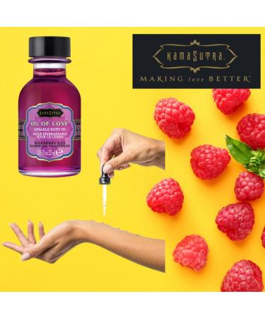 KAMA SUTRA Oil of Love Raspberry Kiss - Kissable Warming Body Topping for Oral Foreplay | Delicious Lickable Flavor for Couples - 0.75 fl oz - Buy Online on GoSupps.com