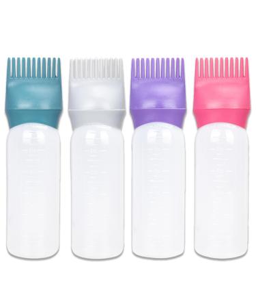 4 Pieces Hair Oil Applicator Bottle Hair Dye Brush Bottle Root Comb Applicator Bottle Professional Brush Applicator Comb Hairdresser Dyeing Styling Tool Hair Colour Oil Comb - 120 ml