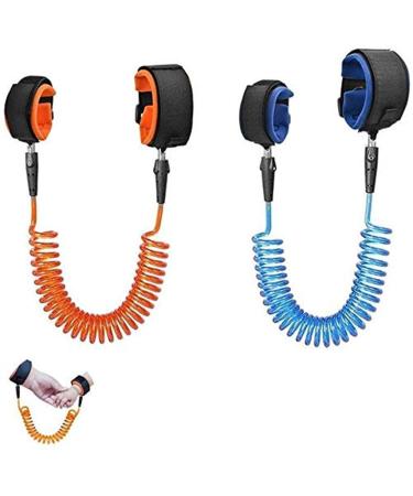 Locisne 2 pack baby anti-lost belt baby kids safety ant versed hand belt wrist link bungee leashes safety toddler harness 1.8m blue + 1.8m orange
