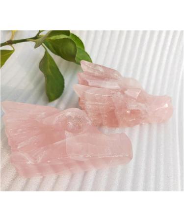 2pcs Handwork Natural Rose Crystal Dragon Pink Quartz Stone and Crystals Natural Luster - Buy Online on GoSupps.com