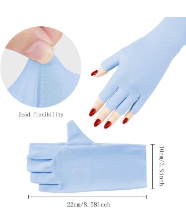 Arqumi UV Gel Nail Lamp Dryer Protection Gloves - 2 Pairs | Gel Manicure Fingerless Anti-UV Gloves for Nail Art - Cyan - Buy Online on GoSupps.com