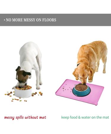 Reopet Silicone Feed Mats for Pets - Waterproof Dog & Cat Mats with Elevated Edges - 87x57 cm (1 Pack) - Pink - Ideal for Mess-Free Feeding - Buy Online on GoSupps.com