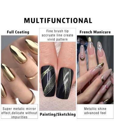 Chrome Gel Nail Polish Liner - Metallic Effect, Thin Brush for Chrome Nails - Soak Off UV/LED - Mirror Rose Gold - Buy Online on GoSupps.com