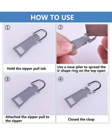 Metal Zipper Pull Replacement - Black Zipper Handle Fixer for Luggage, Suitcase, Backpack, Jacket, Bags, Coat, Boots - Buy Online on GoSupps.com
