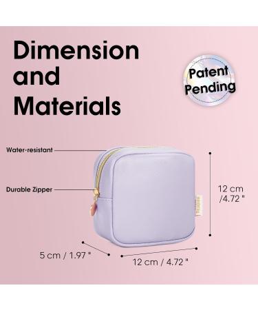 Wandering Nature Small Makeup Bag - Mini Cosmetic Pouch for Women with Slip-in Pockets in Eco Vegan Leather (Purple) - Patent Pending - Buy Online on GoSupps.com