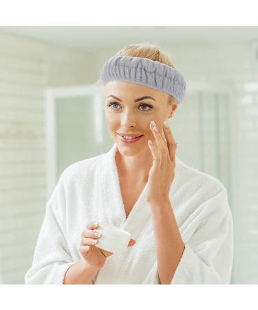 Microfiber Spa Headband and Wrist Washband Set - Grey | Adjustable Head Wraps for Women and Girls - Prevent Liquid Spills - Buy Online on GoSupps.com