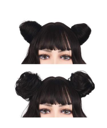 REECHO Space Bun Hair Pieces Mini Claw Clip in Messy & Cat Ears Fake Hair Bun Extensions - Pack of 2-3 Straight Black Brown - Buy Online on GoSupps.com