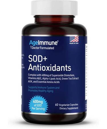 AgeImmune SOD Antioxidants 400mg - 60 Capsules - Buy Online on GoSupps.com