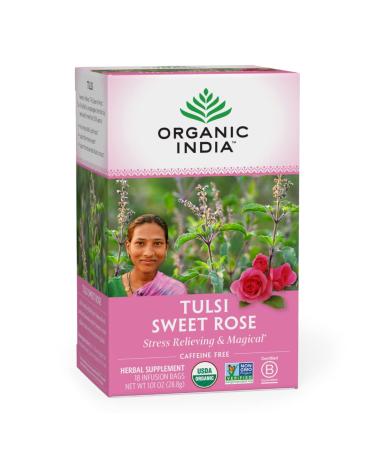 Organic India Tulsi Tea Sweet Rose Caffeine Free 18 Infusion Bags 1.01 oz (28.8 g)