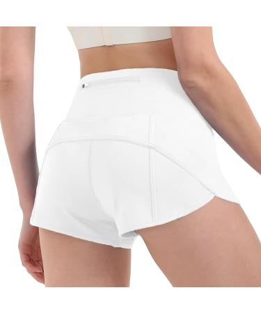 Aurefin Women's High Waisted Running Shorts with Zipper Pocket 2.5