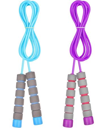 Flintronic Adjustable Jump Rope for Kids - 2 Pieces 260cm Foam Handles Blue & Purple Perfect for Fitness & Fun - Buy Online on GoSupps.com