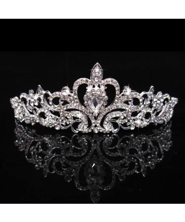 Halloween Silver Rhinestone Crown for Women - Perfect for Weddings, Birthdays, Parties - Princess Queen Tiara with Combs - 1 Pack - Buy Online on GoSupps.com