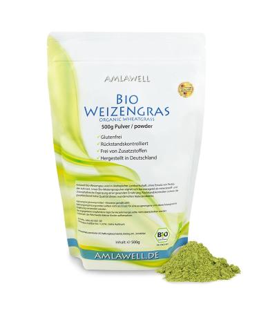Amlawell DE- KO-042 Organic Wheat Grass Powder Vegan Superfood with Vital Substances Made in Germany 500 g Pack