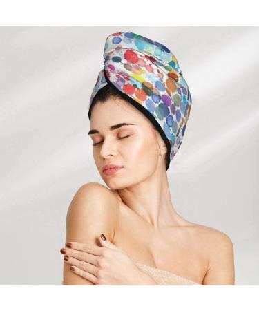 Colorful Watercolor Dots Microfiber Hair Towel - Soft Super Absorbent Wrap for Long Curly & Thick Hair | Quick Dry Coral Velvet Cap for Women - Buy Online on GoSupps.com