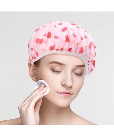 FRCOLOR Girl Beanie Shower Cap - Reusable Floral Printed Spa Cap for Girls - Elastic Double Wrap Protector for Beauty Bonnet - Salon Bathing Cap for Women - Pink, 29x29cm - Buy Online on GoSupps.com