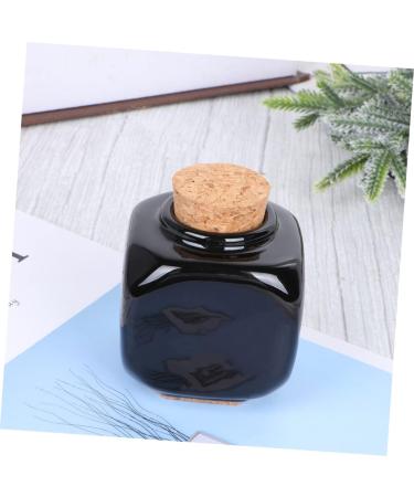 Gogogmee Medicine Cup Liquid Powder Container Clear Ceramic Storage Bottle Dappen Empty Mini Jars with Lids Cerace Manicure Bottle Wooden Cap Cork Art Small Bamboo Porcelain Cup Travel Nail 7.50X5.50X5.50CM Black - Buy Online on GoSupps.com