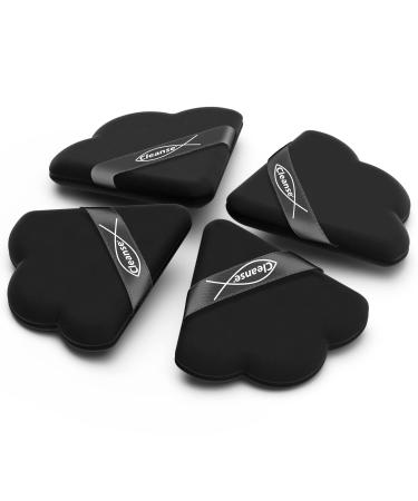 Velvet Triangle Powder Puff Set of 4 - Perfect for Small Spaces and Traveling Enhances Under Eye Area and Makes Makeup Look Smooth Ideal Shape and Size for Precise Application and Baking (black)