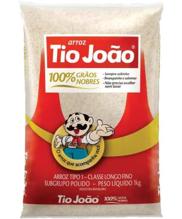 Tio Jo o Tio Joao Long Grain Rice Easy Cook | Brazilian Rice 1kg | Arroz Tio Joao | Arroz Branqueado Longo | Riz Blanchi Long | Riso Lavorato Lunghi | Arroz do Brazil Tio Joao | Pack 1kg - Buy Online on GoSupps.com