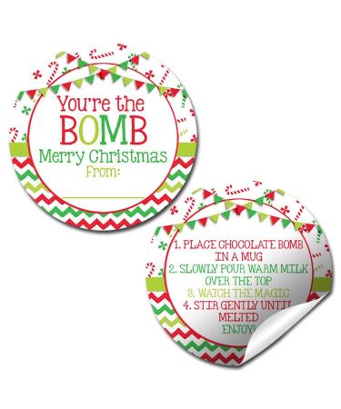 You're The Bomb Merry Christmas Themed Hot Cocoa Bomb Sticker Labels  Total of 40 2 Circle Stickers (20 Sets of 2) by AmandaCreation