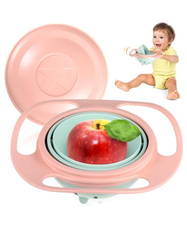 Gyro Bowl Non Spill Bowl for Toddler Baby Universal Gyro Bowl Anti Spill Bowl Toddler 360 Gyro Bowl Baby Non Spill Bowl Baby Feeding Bowls 360 Rotation Gyroscopic Bowl for Baby Kids(1Pcs Light pink)