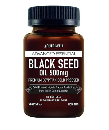 Black Seed Oil Softgel 120 Vegetarian Capsules 500mg | Non GMO- Made from Cold Pressed Nigella Sativa Producing Egyptian Black Cumin Seed Oil Vegan & Vegetarian Made in UK by Nutri Well