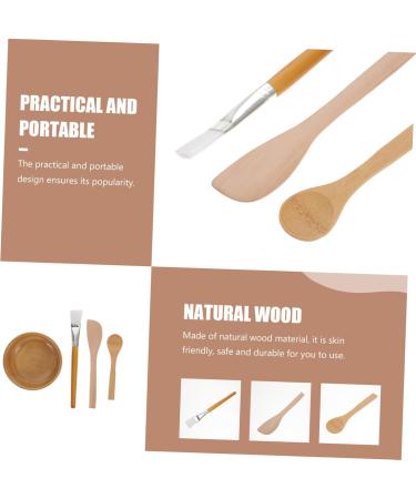 Angoily 1 Set Four Piece Facial Mask Bowl Skin Stirring Bowl Spachella Silicone Diy Mask Tool Silicone Facial Brush Essential Oil Bowl Facial Tool Hair Clay Wooden Crafts Mix - Buy Online on GoSupps.com