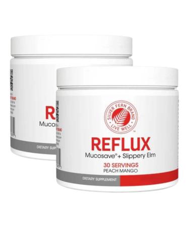 Reflux Digestive Supplement - Peach Mango Flavor - Each Tub 30 Scoops 30 Servings - Mucosal Support for Acid Issues - with Mucosave FG and Slippery Elm Bark (2 Tubs) Peach Mango 3.5 Ounce (Pack of 2)