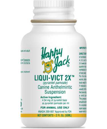 Happy Jack Liqui-Vict 2X Liquid Dog Dewormer - Effective Worm Treatment for All Breeds (2 oz) | Removes Roundworms & Hookworms | Safe for Puppies Adults & Lactating Moms - Buy Online on GoSupps.com