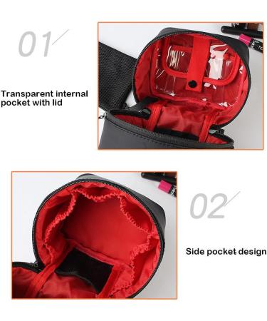 Lmoikesz Round Bag Storage Solid Spacious Travel Organizer for Toothpaste Toothbrush and Skincare Black & Red - Buy Online on GoSupps.com
