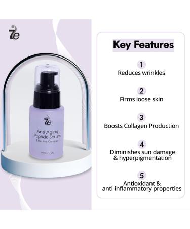 7E Wellness Anti-Aging Peptide Serum | Anti-Wrinkle Copper Peptide & Hyaluronic Acid | Collagen Support Brightening & Hydrating Face Treatment - Buy Internationally - Buy Online on GoSupps.com