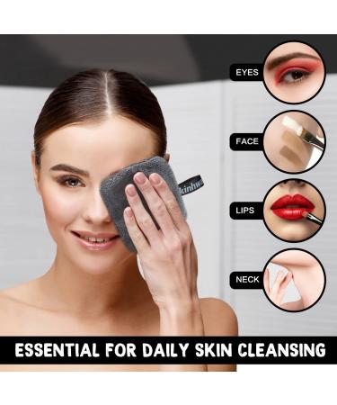 Buy Kinhwa Slimming Washable Makeup Remover Pads - Super Soft Microfiber Cotton Face Cleansing Pads with Laundry Bag - Dark Gray - 6 Pieces - Eco-Friendly & Reusable - Buy Online on GoSupps.com