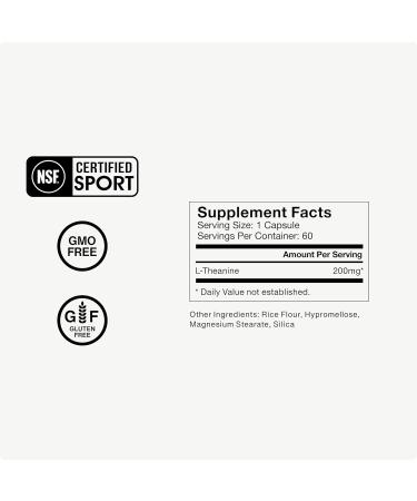 Momentous L-Theanine Supplement - 200 mg Capsules to Promote Relaxation & Focus - NSF Certified for Sport - GMO- & Gluten-Free - 60 Servings - Buy Online on GoSupps.com
