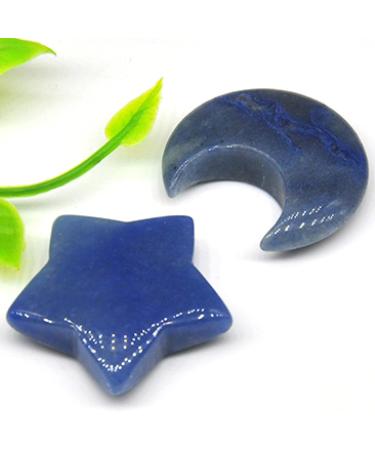 A Pair Gemstone Carved Moon and Star Shaped Couple Necklace Pendants Natural Stone Crystals Polished Figurine Craft Gift JZIGTDEM (Color : Rhyolite Size : 1pair 1.18in) - Buy Online on GoSupps.com