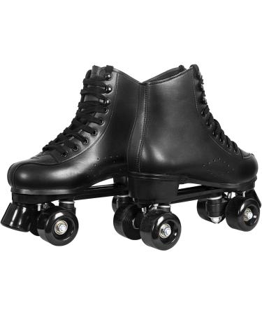Adult High-top Roller Skates- PU Leather Double Row Rollerskates for Women - Adjustable Fast Braking - Indoor Outdoor Derby Skate - Black - Women's 7/ Men's 6 - Buy Online on GoSupps.com