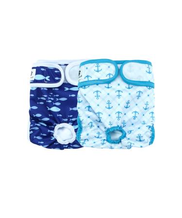 Hisprout Skirt Diaper for Female Dogs Reusable Washable Durable Puppy Diapers(L Ocean Series) L Ocean Series