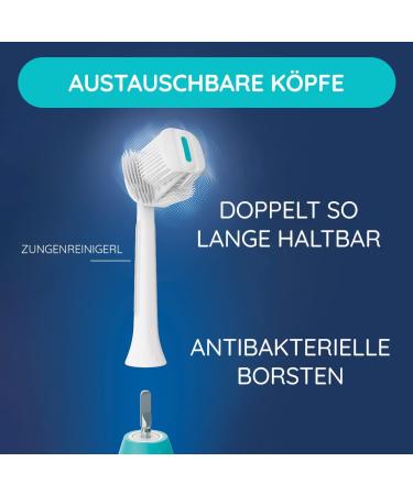 Balene Double-Sided Electric Toothbrush - Duotech Sound Tech Antibacterial Filaments Medium Hardness Brush Head in Aquamarine | International Shipping - Buy Online on GoSupps.com