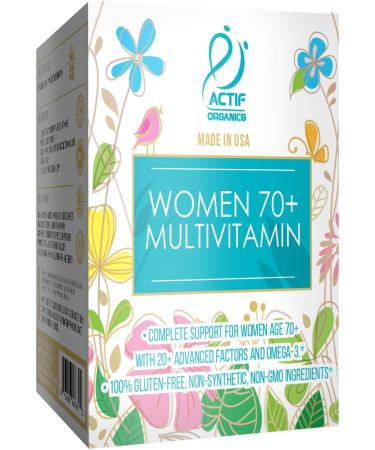 ACTIF Organic Multivitamin for Women Age 70+ with 20+ Advanced Factors and Omega-3 Oil Non-GMO Made in USA 90 Count RealCaps - Buy Online on GoSupps.com