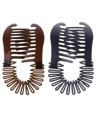 Saccgt 2 Pieces Banana Hair Clips Large Double Comb Clips Fishtail Hair Clips Banana Clips Hair for Thick Hair Ponytail Acetate Fiber