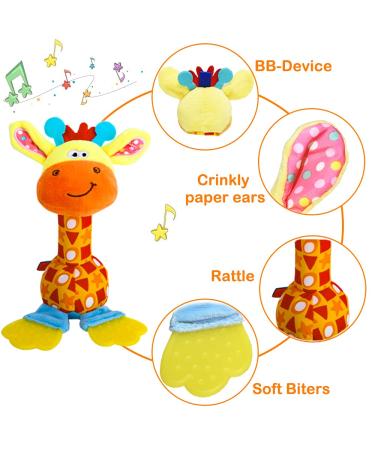 Baby Soft Rattles Shaker | Developmental Hand Grip Toys with Teether and Sounds | Ages 3-12 Months - Buy Online on GoSupps.com