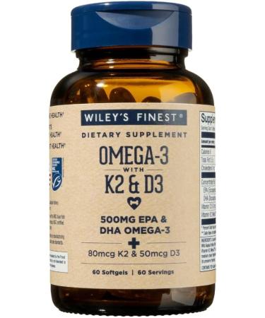 Wiley's Finest Wild Alaskan Fish Oil Vitamin K2 60 Fish Oil Softgels