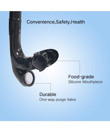 Spinosaurus Swim Snorkel for Lap Swimming and Training - Comfortable Silicone Mouthpiece - One-Way Purge Valve - Easy Breathing for Pool and Open Water - Black - Buy Online on GoSupps.com