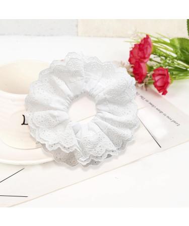 JEKUGOT Large White Lace Scrunchies for Women - Soft Elastic Hair Bands Thick Hair Ties Bobbles Ponytail Holders - Lolita Bulk Scrunchie Accessories for Ladies & Girls - Buy Online on GoSupps.com