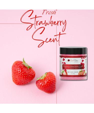 Strawberry Body Butter Cream for Sensitive Skin | Non-Greasy Moisturizing Shea Butter | Vegan Natural Skincare 8 oz - Buy Online on GoSupps.com