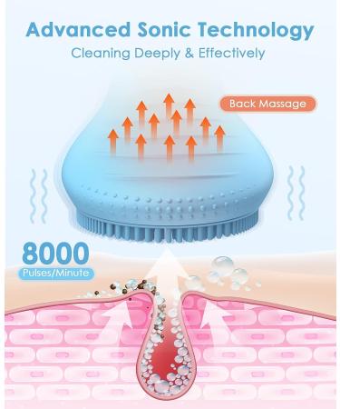 Jack&Rose Sonic Silicone Face Scrubber - Waterproof Electric Facial Cleansing Brush for Sensitive Skin - Inductive Charging Face Exfoliator (Sky Blue) - Buy Online on GoSupps.com