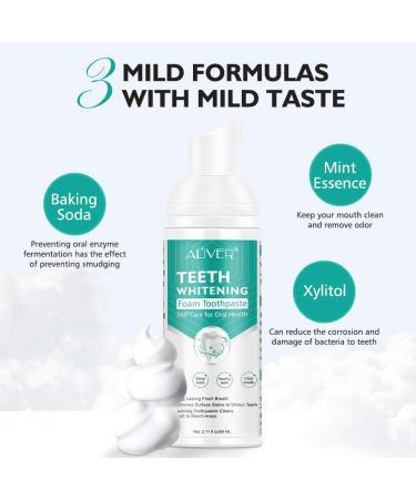 Teeth Whitening Cleansing Foam 60ml | Baking Soda Intensive Stain Removal | Travel-Friendly Oral Care Replacement - Buy Online on GoSupps.com