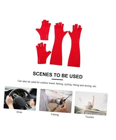 FRCOLOR 2 Pairs nail gloves nail art hand protector fingerless UV glove UV protection gloves Manicures Gloves Driving Gloves Fingerless Glove Shield Glove anti-black polyester Mj03 Dryer 25X9X0.4CM - Buy Online on GoSupps.com