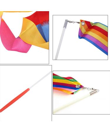 Dance Ribbons Rainbow Streamers - 2pc Set for Kids Rhythmic Gymnastics & Baton Twirling - Buy Online on GoSupps.com