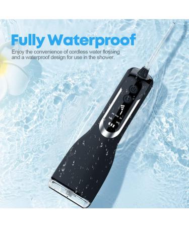 Cordless Water Flosser & Oral Irrigator with 5 Modes - USB Rechargeable, 4 Jet Tips, Portable 360ML Dental Flosser for Travel - Black - Buy Online on GoSupps.com